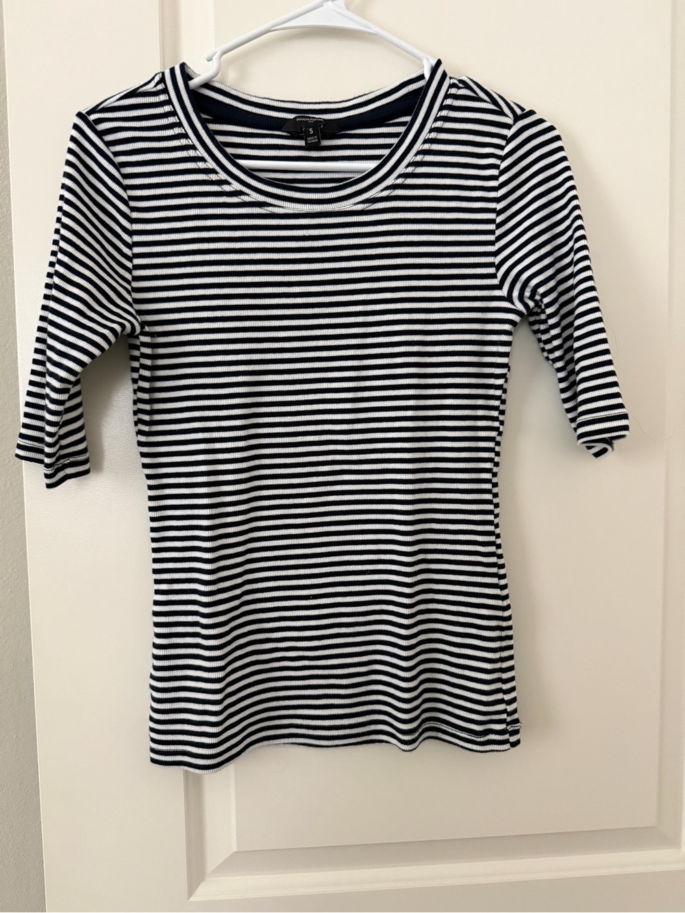 Striped navy & White Women's Crew Neck Top - Banana Republic